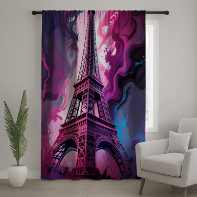Eiffel Tower Window Curtains, Architecture Sheer & Blockout Curtains - 1 Panel