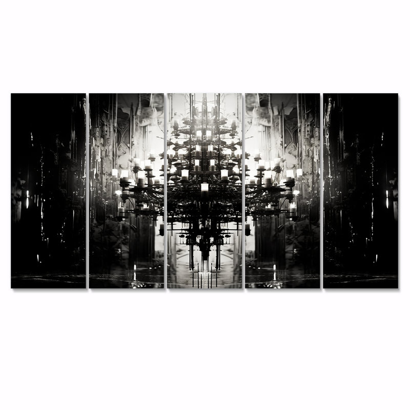 Bilel - Ensemble de 5 lustres Glam, H 32 po x l 80 po