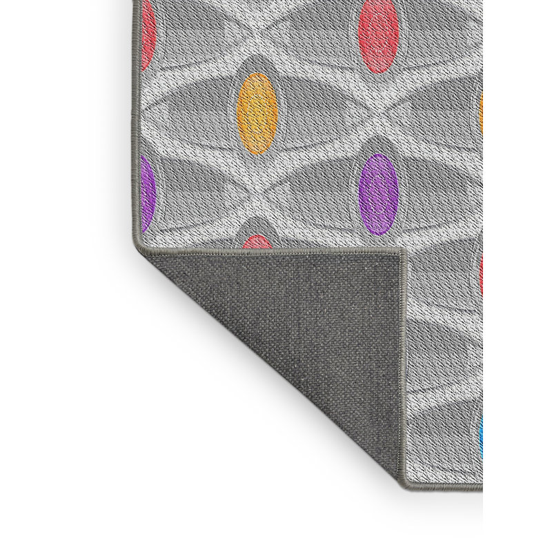 Tapis gris/bleu/rouge à motifs, Rectangle 2 pi x 3 pi