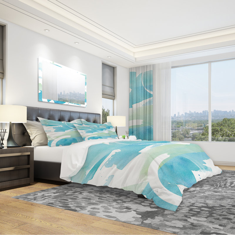 Coastal watercolors I - Ensemble de housse de couette transitionnel - Polyester en microfibre