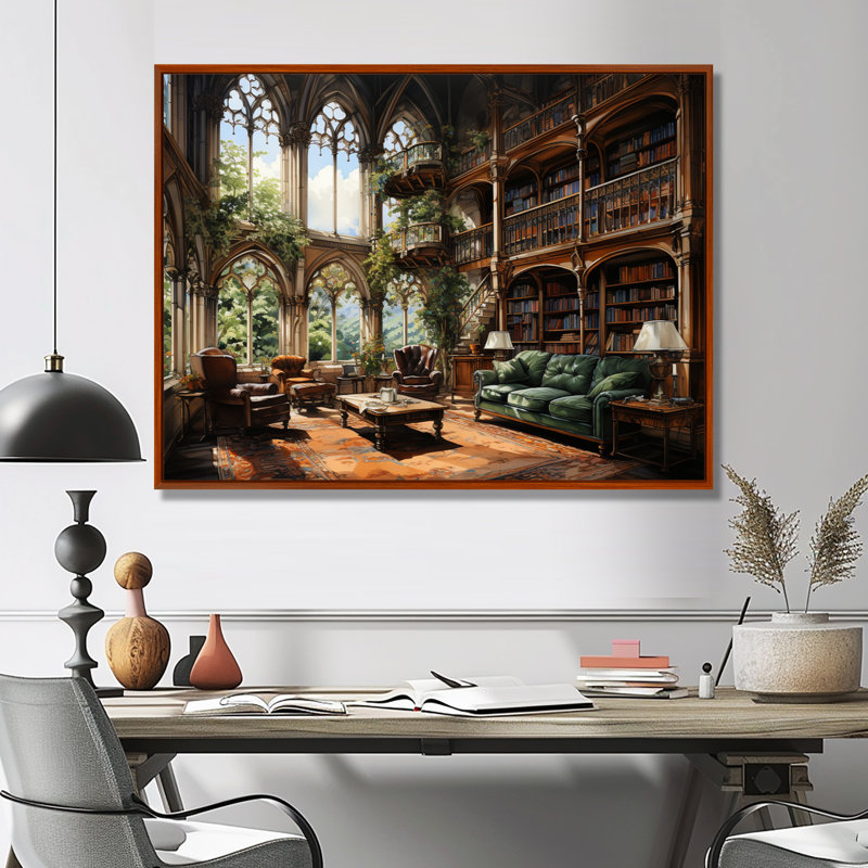 Art contemporain, bibliothèques, Haven I, H 12 po x l 20 po x P 1 po, Cadre flottant brun