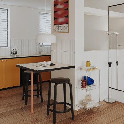 Table de bout haute en acrylique transparent, table de bout à 3 niveaux - L 15,7 po x l 11,8 po x H 30,8 po (table de chevet pour petits espaces, salon, chambre à coucher)