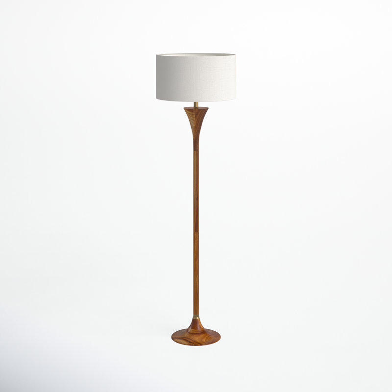 Remmy 60'' Traditional Floor Lamp, Natural/Antique Brass