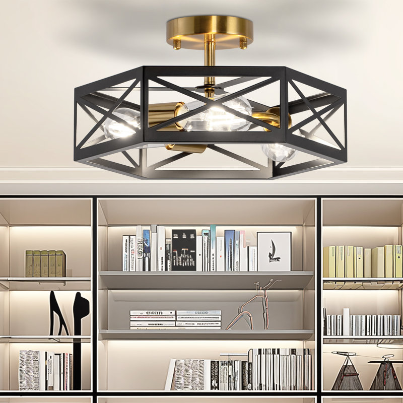 Mahek Semi Flush Mount Ceiling Light, 14.8" x 6.9"