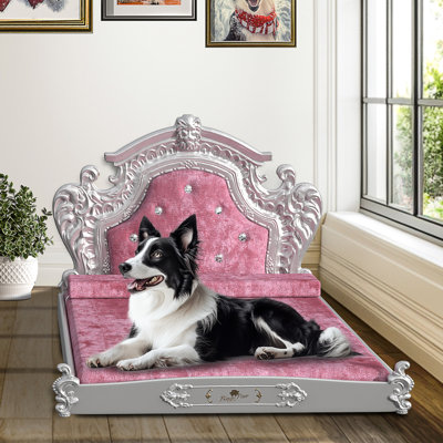 Eckard Velvet Pet Bed Dog Sofa With Tufted Headboard