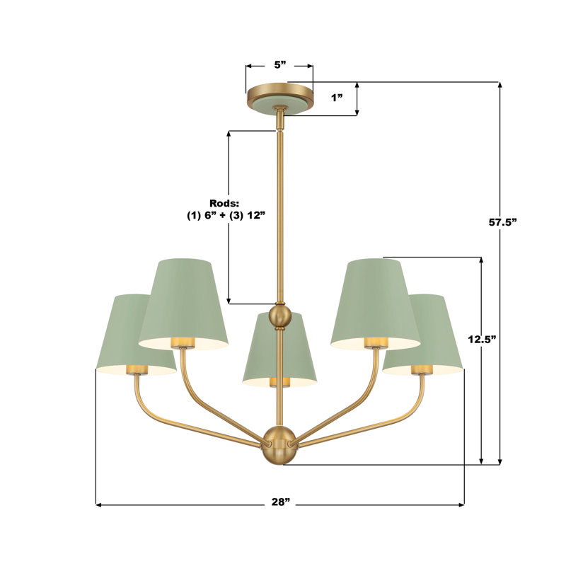 Lustre vibrant Augustina, Noir / blanc, 5, H 12,5 po x l 28 po x P 28 po