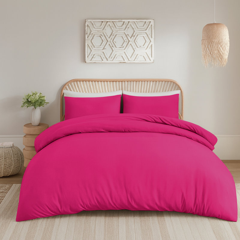 Aspire Homeware Hotel Quality 3 Piece Dyed Duvet Bedding Set with Pillowcases for Soft and Elegant Sleep, Pink