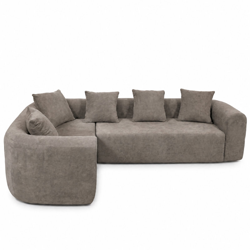 Canapé modulaire à assise profonde en L rembourré avec coussins Modern Modern, Gris clair, Gauche