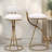 Round Bar Stools Set Of 2 With Floral Print Upholstered Seat And S-shaped Powder-coated Metal Frame-2004350671
