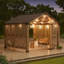 Sunjoy Pavillon de jardin rigide en bois de cèdre 11 x 11 pi avec écran d'intimité
