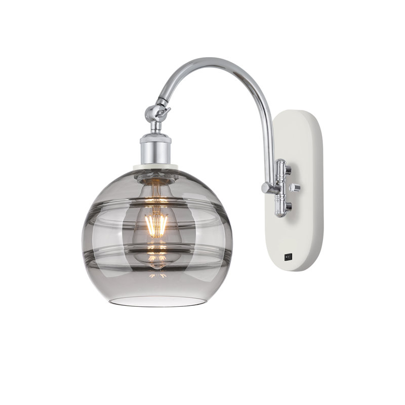 Chartoff Steel Armed Sconce, Light Smoke, Brushed Brass