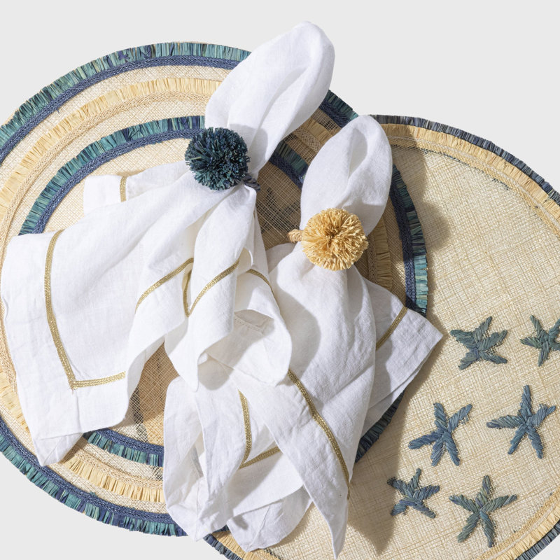 100% Abaca Round Placemats, Indigo