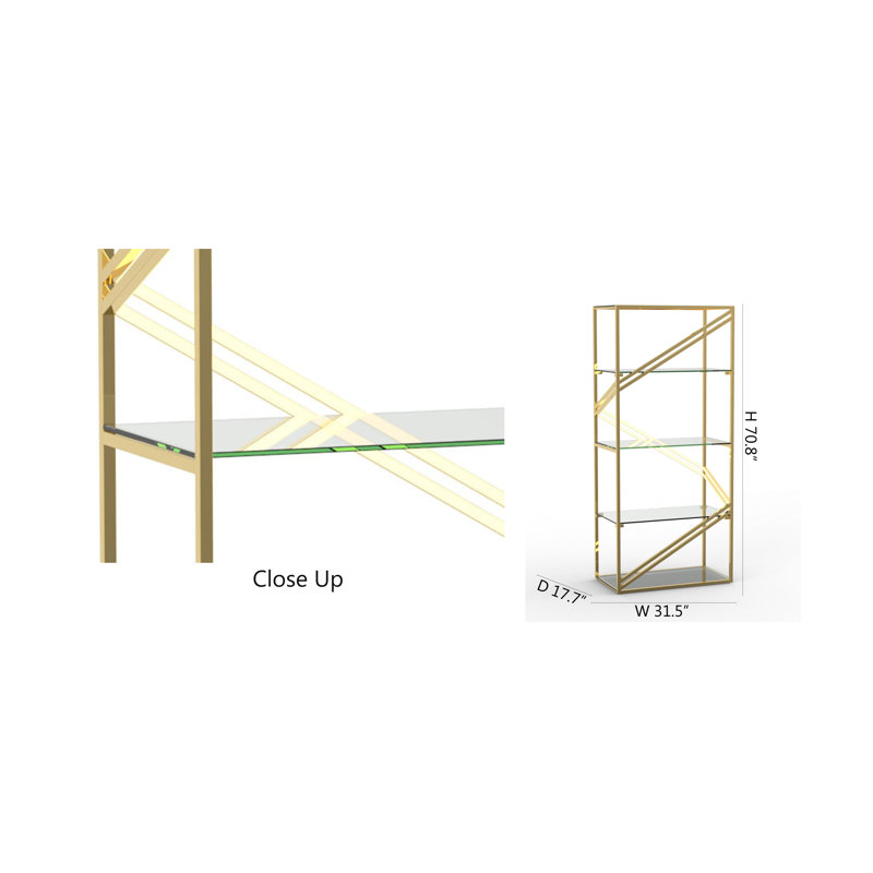 Table d'appoint à DEL 20 lumières en acier inoxydable doré avec dessus en verre