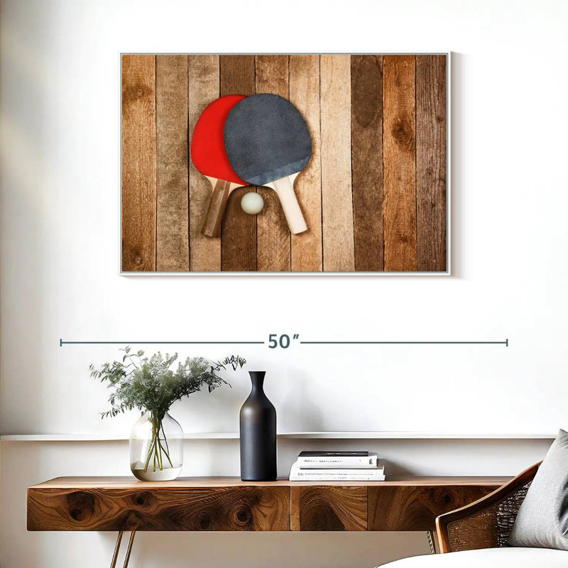Ping-pong en bois, Cadre flottant blanc, 37 po x 25 po