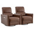 Fauteuil inclinable électrique pivotant en cuir véritable Nikolas Saint (ensemble de 2)