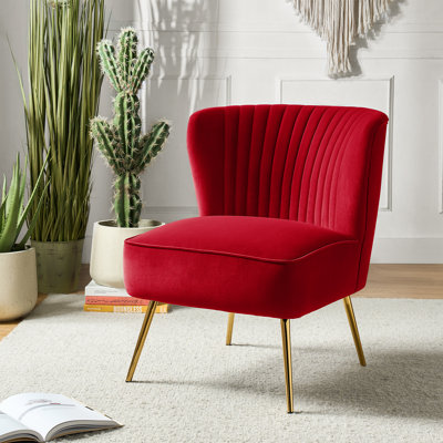 Leona Velvet Accent Chair with Metal Legs