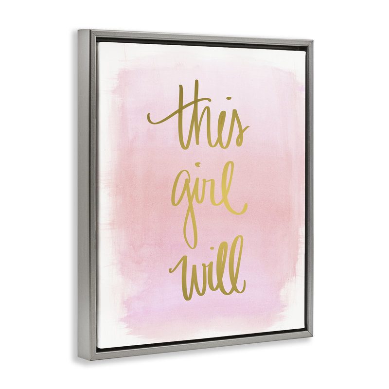 "This Girl Will on Pink", art mural sur toile flottante par Anna Quach, Cadre flottant gris lustré, H 31 po x l 25 po