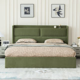 Hydraulic Lift storage Upholstered Platform Bed With Storage Headboard