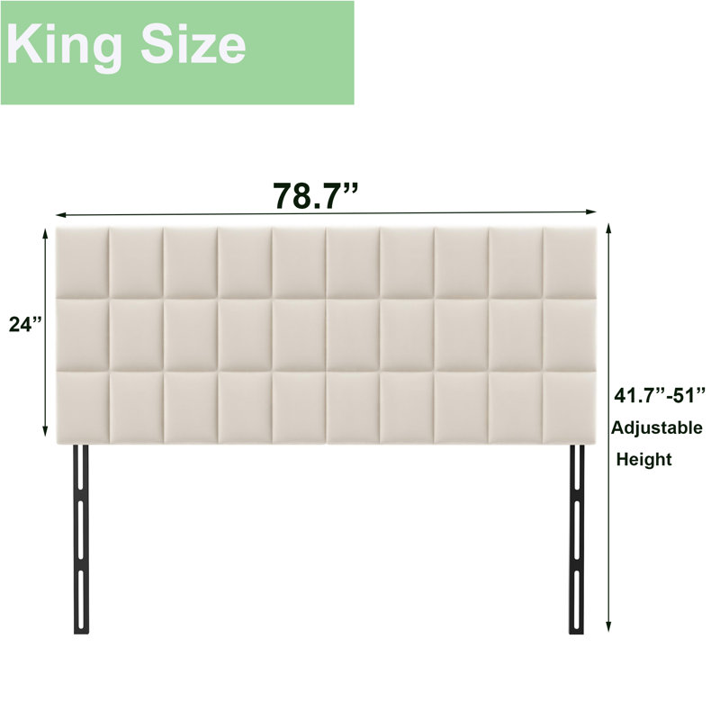Upholstered Headboard, King, White