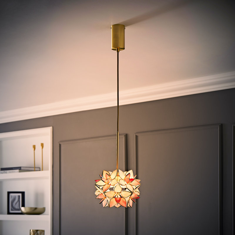 Allissia 1 - Light Brushed Gold Pendant, Pink