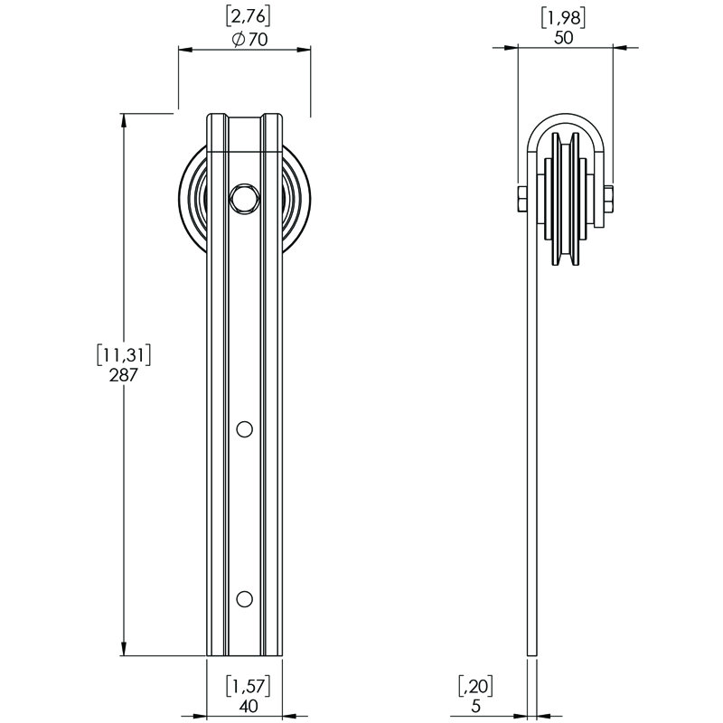 Matte Black Steel Barn Door Hardware Kit with Exposed Rollers
