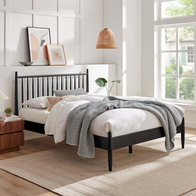 Zane Full Size Spindle Bed Frame In Black, Full , Black