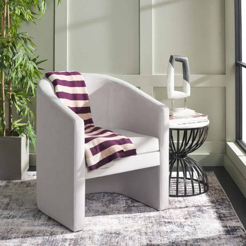 Fauteuil demi-tonneau en velours 24,4 po Ghina, Gris clair