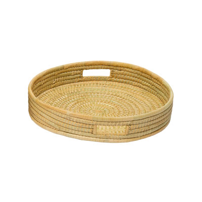 100% Handwoven Natural Rattan Approximately 17-18" Round Serving Tray, Boho Farmhouse Kitchen, Dining & Home Decor, Handcrafted – Authentic African Craftsmanship