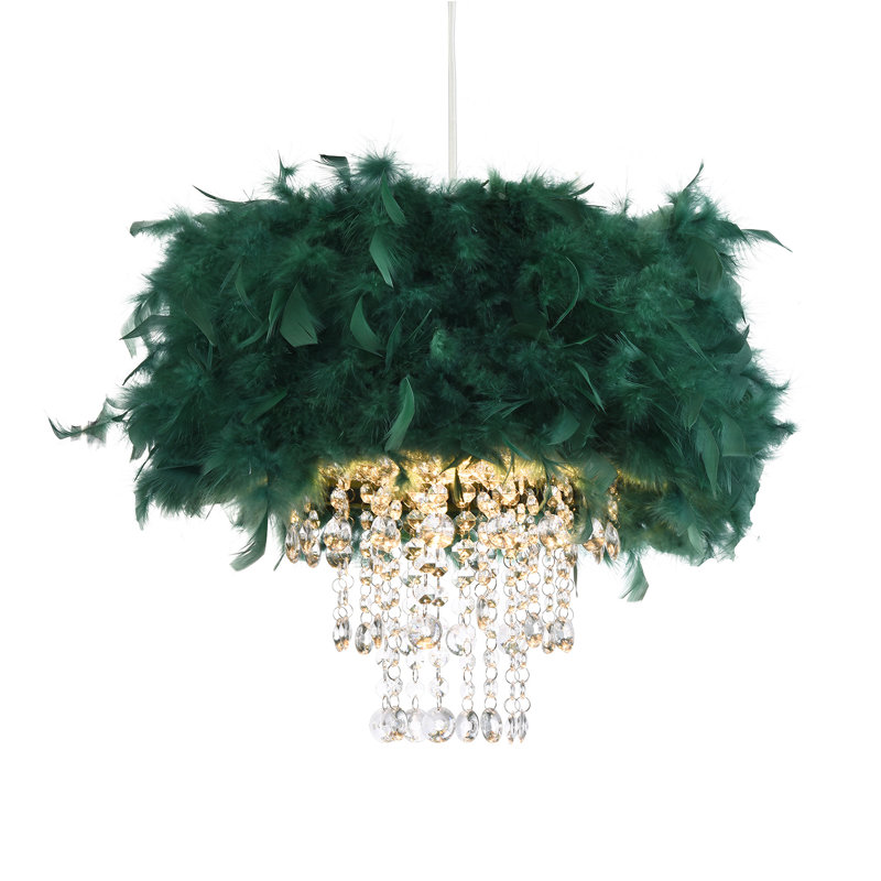 32cm Silk Drum Pendant Shade, Green