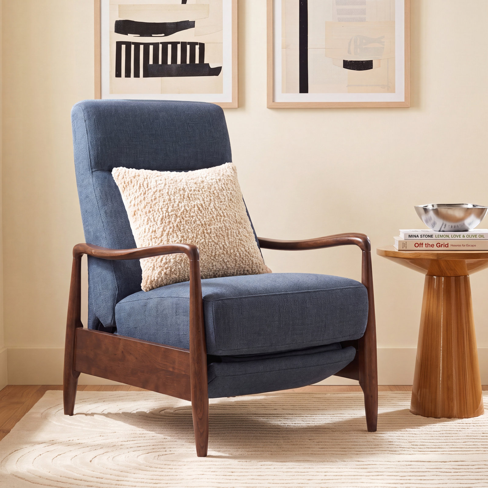 Beckett 31" Manual Recliner, Effie Indigo Performance Linen