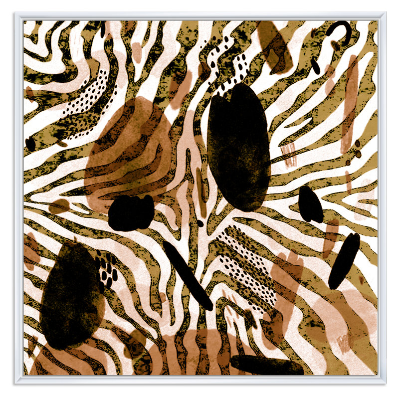Impression sur toile, motif africain, H 36 po x l 36 po x P 1,5 po, Toile encadrée flottée blanche