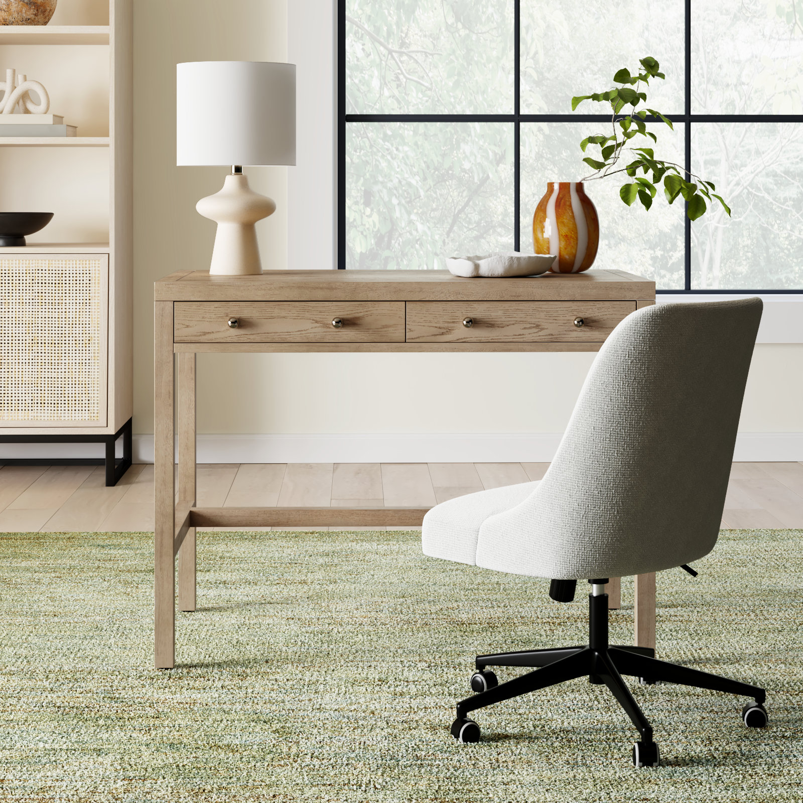 Celine 40" Acacia Writing Desk, Light Oak