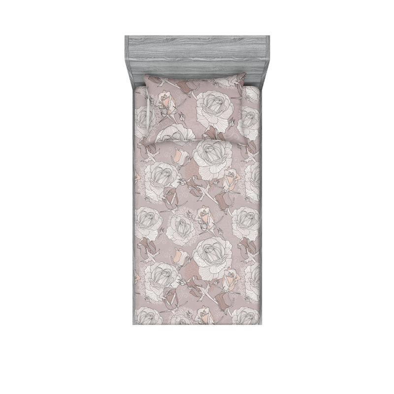 Drap-housse et taie décorative simple Ambesonne, Ensemble de draps pour lit simple avec 1 taie d'or