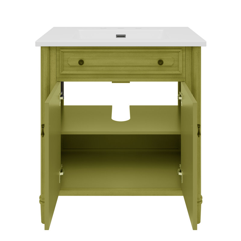 Meuble-lavabo simple 31 po avec lavabo en céramique Rustic, Vert