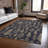 Machine Washable Indoor/Outdoor Christmas Pine Leaves Xhevrie Black Rug-1592406996