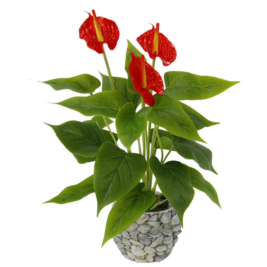 Kunstblume Anthurium Blumenarrangement im Korb