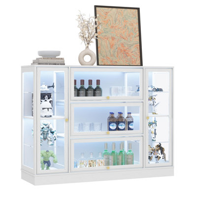 Extra Wide Display Cabinet With Acrylic Glass Doors,LED Lighting For Collectibles