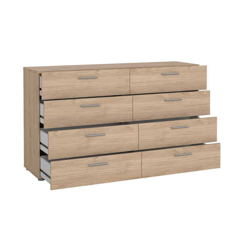 Gianna 8 Drawer 55.12" W Double Dresser, Jackson Hickory