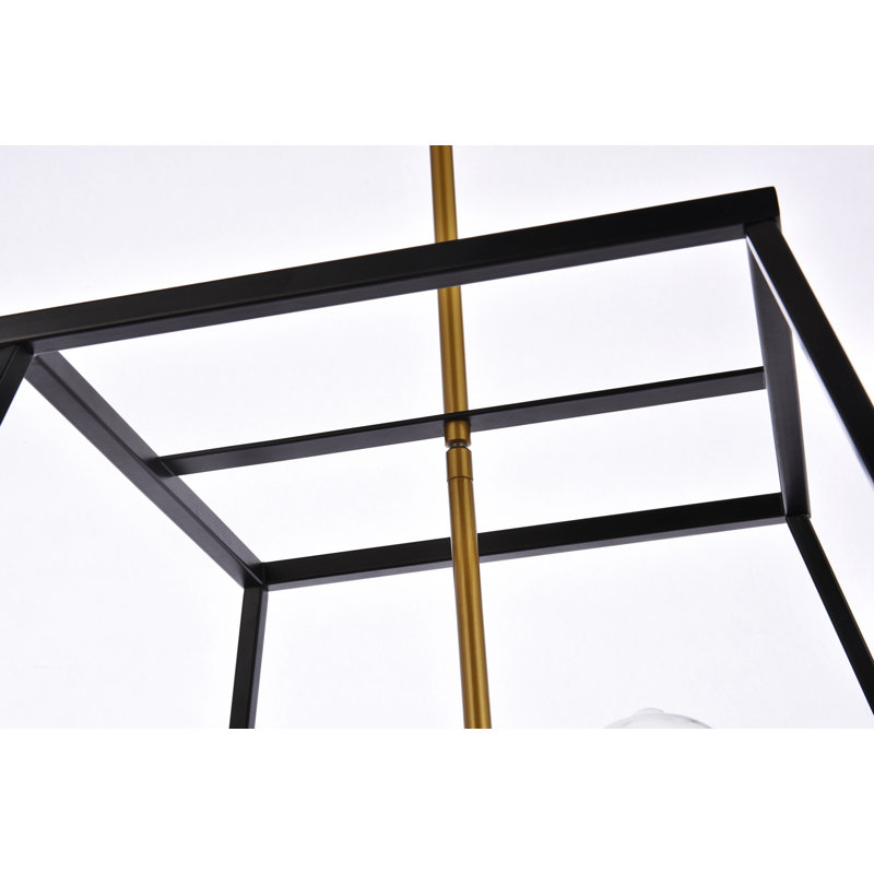 Lustre linéaire à 4 lumières Gloriajean, Noir / laiton, H 15,7 po x l 20 po x P 20 po