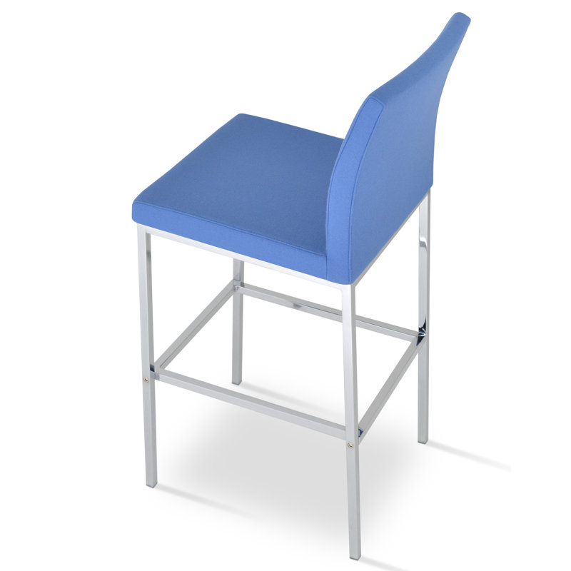 Tabouret Aria, Tabouret de bar (siège d'une hauteur de 29 po), Laine argentée, Chrome chrome