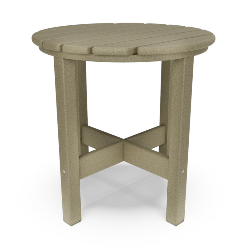 Table de bout ronde en bois patiné, Beige