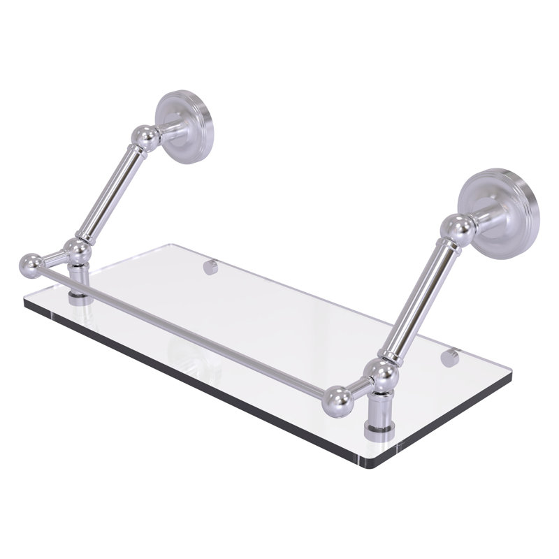 Tablette flottante avec barre de galerie Alcott, Chrome satiné, H 8 po x l 18 po x P 8,6 po