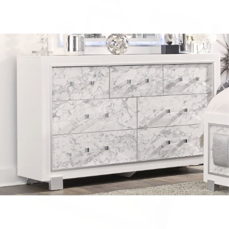 Commode 7 tiroirs minimaliste de luxe - finition marbre