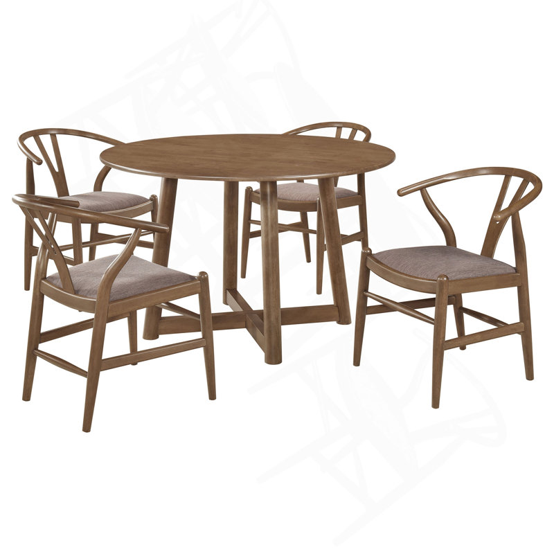 Guinea Walnut 5-Piece Solid Wood Dining Set