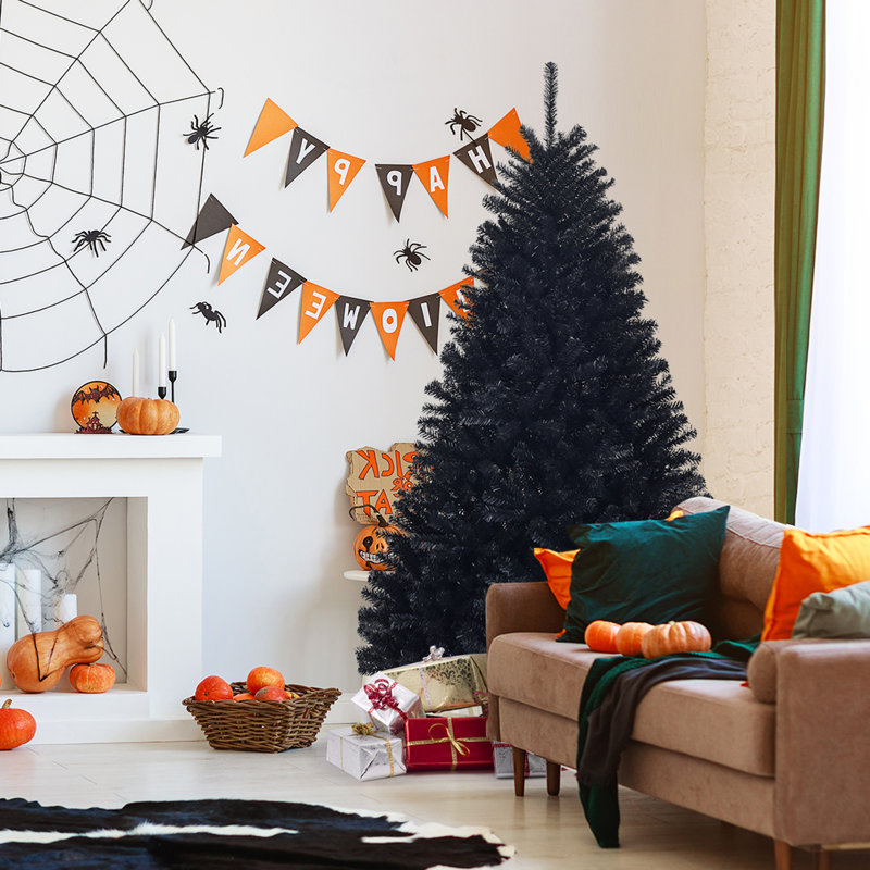 Arbre de Noël artificiel pin noir, H 6 pi