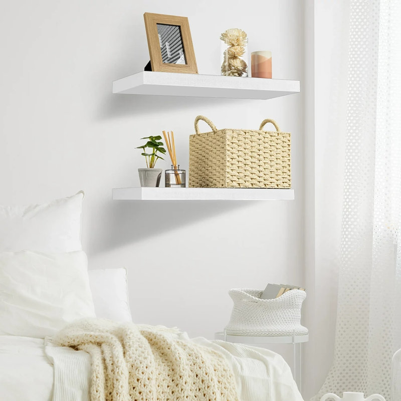 24" Floating Shelves with Invisible Mounting, White