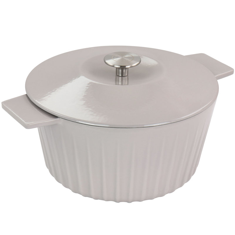 Étuve en fonte émaillée avec couvercle en gris chaud 5 pintes Martha Stewart, 5 pintes, Gris