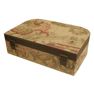Coffre décoratif en faux cuir large map Digiovanni