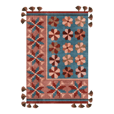 Tapis tissé à franges Salmon