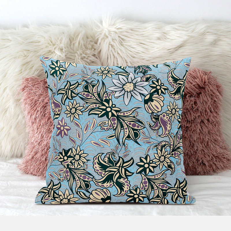 Floral Reversible Throw Pillow, 20" x 20", Blue/Green